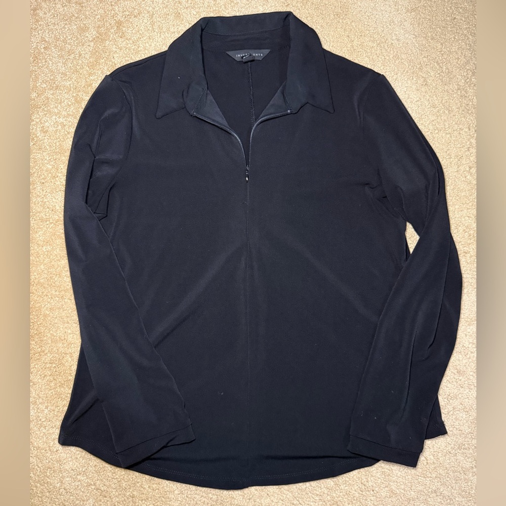 Investments Black Zip-Up Collared Shirt